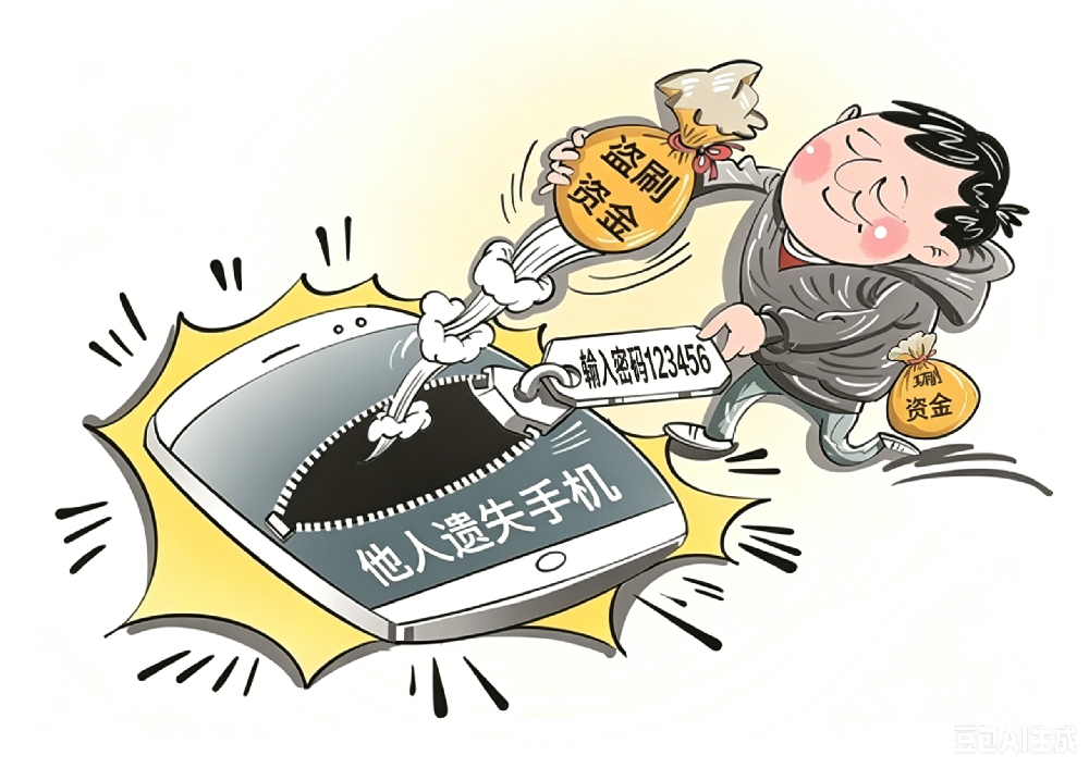 捡到手机盗刷获刑卡通图 (1).png